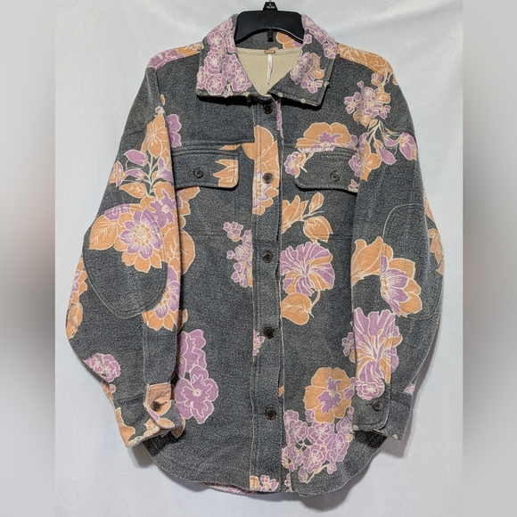 Free People Women's Floral Printed Ruby Oversized Boxy Button Up Jacket, XS - Picture 6 of 15